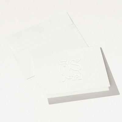 Bull Elegant Embossed Folded Note Card - 25 Pack
