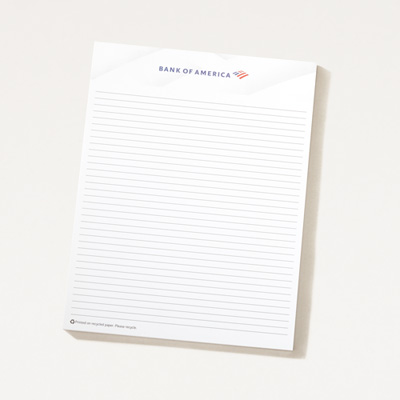 Bank of America 8.5 x 11 Notepad -  5 Pack