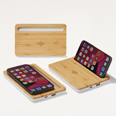 Flagscape Bamboo Wireless Charging Pad with Phone Stand