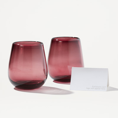 Twine® Rosado Recycled Stemless Wine Glasses - Set of 2