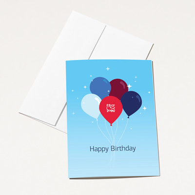 Bull Birthday Balloons Card - 24 Pack