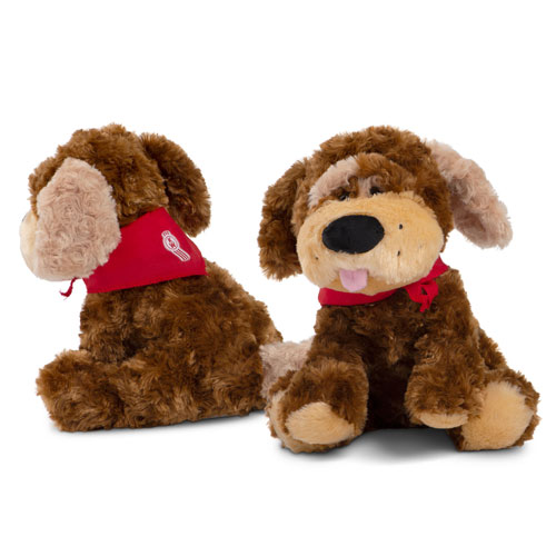 Brown Luke Plush Puppy with Red Bandanna
