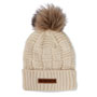Ladies Pom Beanie with Faux Leather Patch
