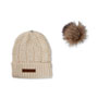 Ladies Pom Beanie with Faux Leather Patch