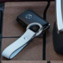 Mazda Japan Logo Stamped Leather Key Ring (Pure White)