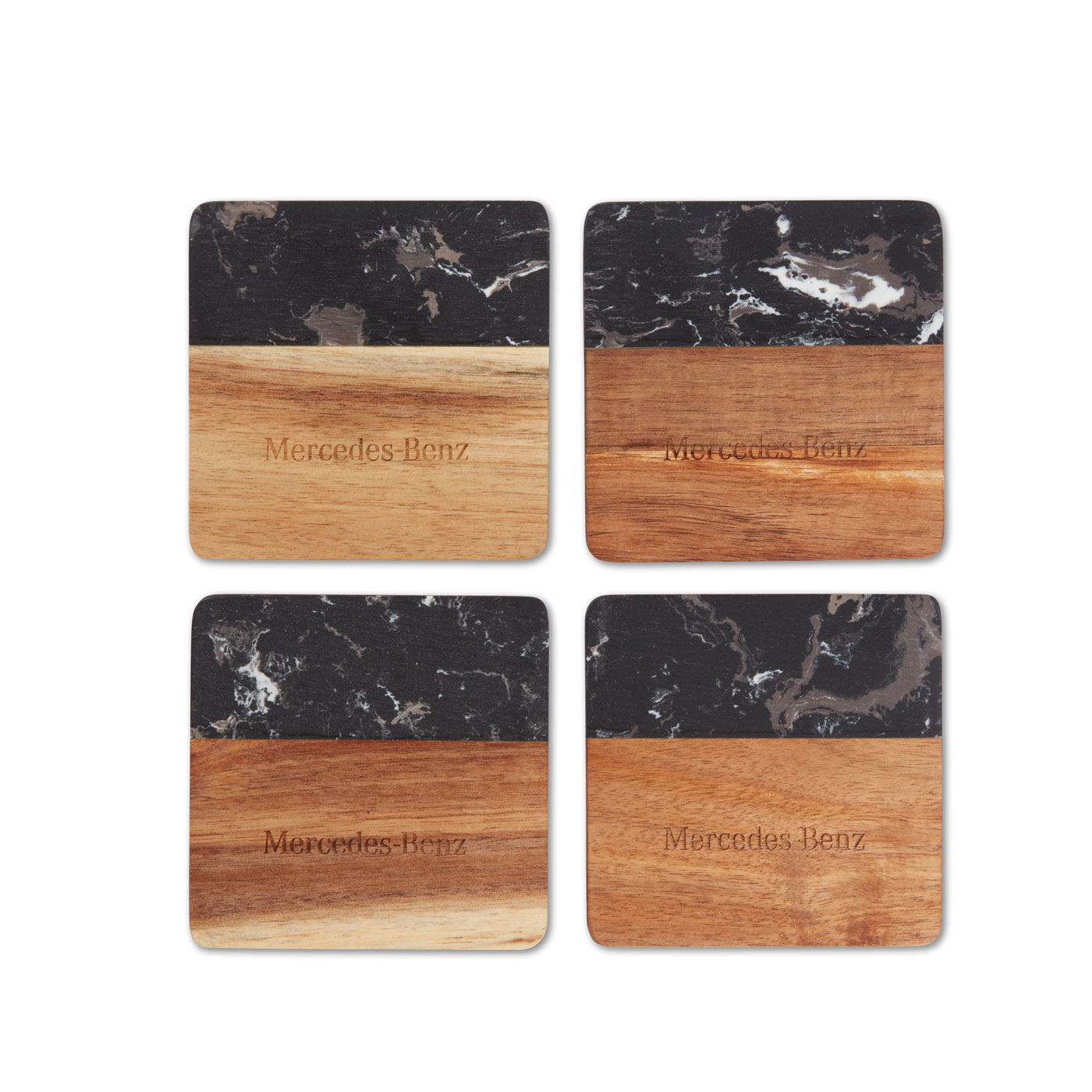 Marble and Wood Coasters Set of 4 Mercedes Benz Lifestyle