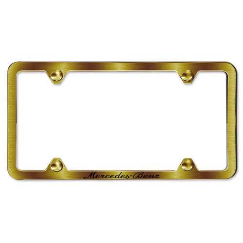 Gold Satin Slimline Script License Plate Frame
