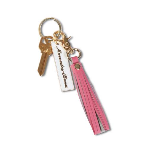 Leather Pink Tassel Keychain